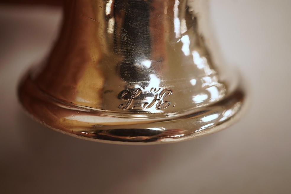 A 19th century Austro-Hungarian small white metal table bell, date 1856? 96mm, 77 grams.